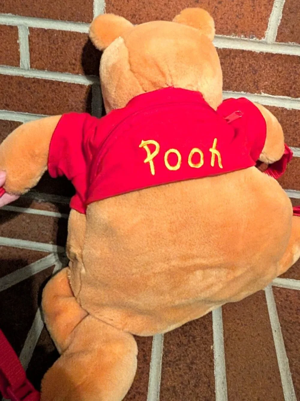 Vintage Disney Store Winnie the Pooh Plush Backpack 18” Red Shirt 90s